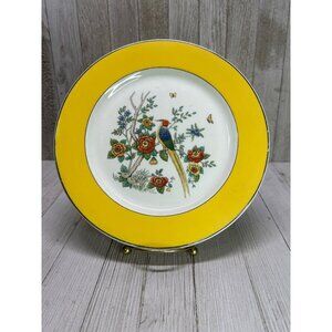 Vtg Op Co Syracuse Art Studio Decor Salad Plate Yellow Bird Pheasant Floral 8.5"